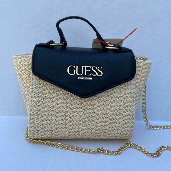 New GUESS BLAIRE SATCHEL CROSSBODY HANDBAG Mini Straw Shoulder Bag - Picture 2 of 7
